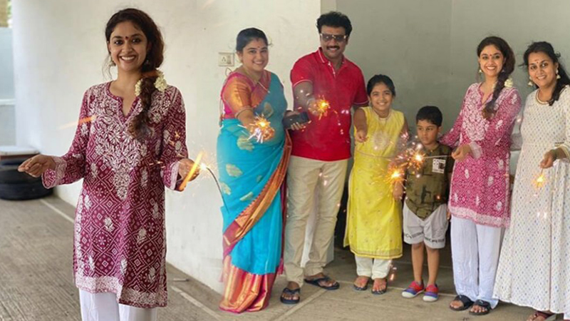 Keerthy Suresh Diwali Celebrations With  Family
