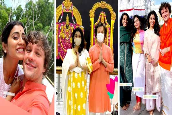 Shriya along with her husband visits Tirupati