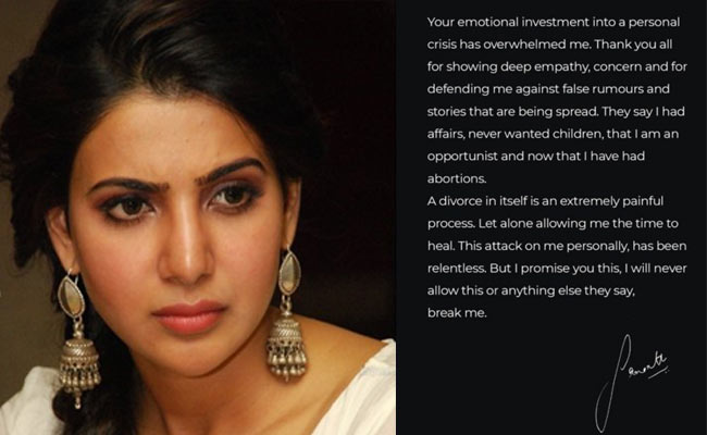 Samantha’s emotional attack on her critics