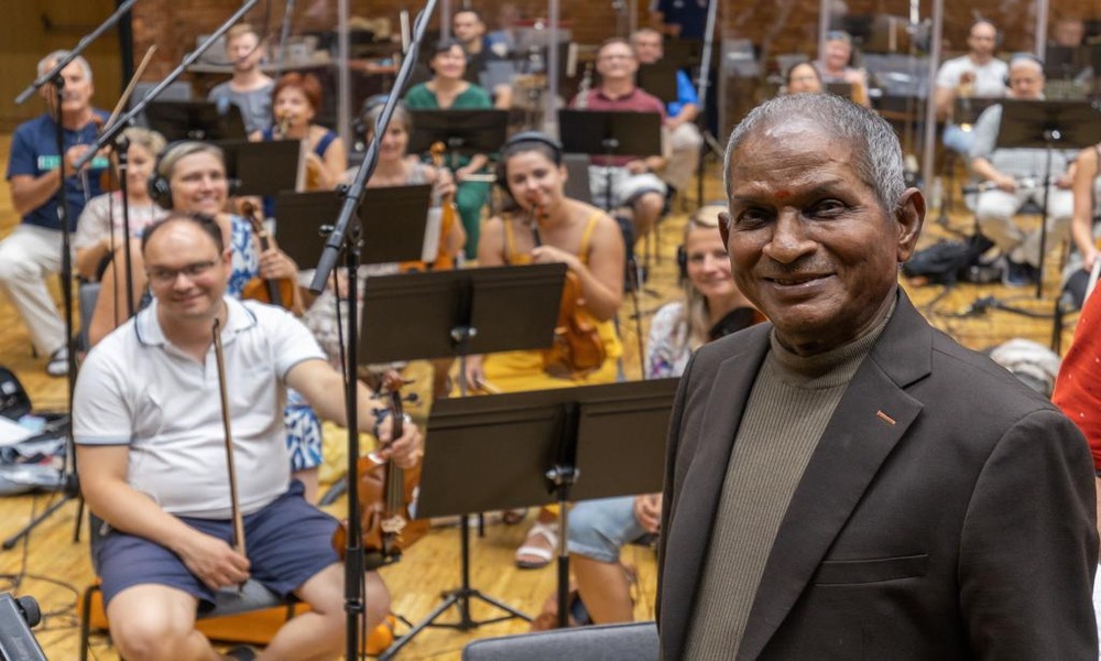 Music maestro Ilaiyaraaja records with the symphony orchestra in Budapest for Papa Rao Biyyala’s Music School